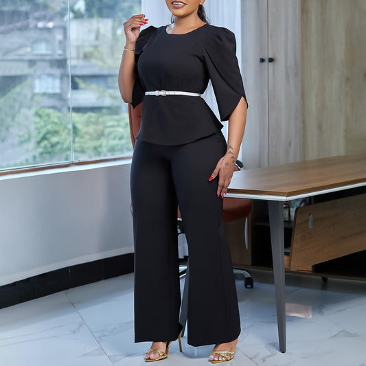 Top Wide Leg Pants Two-piece Set European And American Suit
